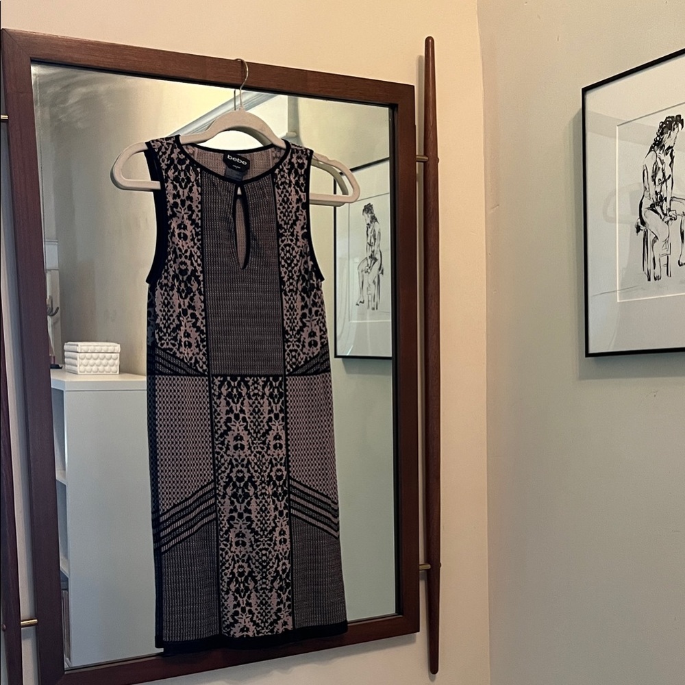 Beautiful Black and Mauve bebe Pattered Classy bodycon Sleeveless Dress